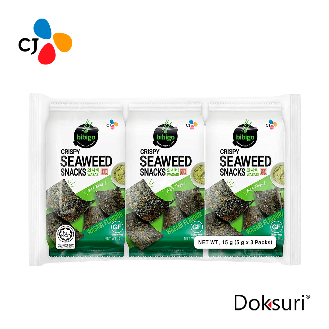 CJ Bibigo Snack Seaweed Wasabi 5g Paquete 3pz