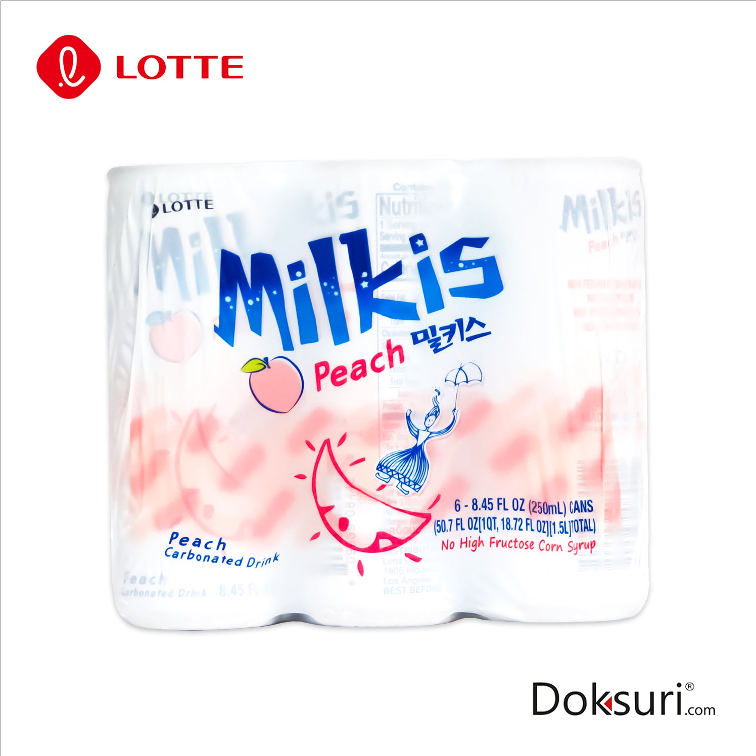 Lotte Milkis Durazno 250 ml 6 Pzs